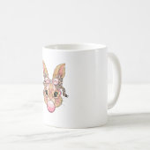 Cute Bunny Rabbit Face Leopard Glasses Girl Happy  Kaffeetasse (VorderseiteRechts)