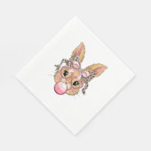 Cute Bunny Rabbit Face Leopard Glasses Girl Happy  Serviette (Ecke)