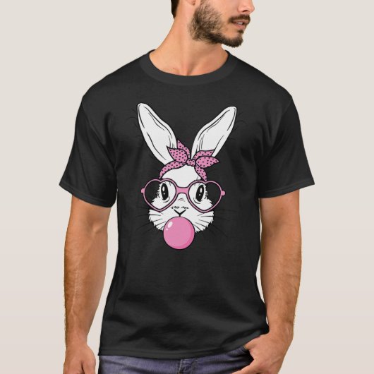 Cute Bunny Rabbit Face With Bandana Heart Glasses T-Shirt (Vorderseite)
