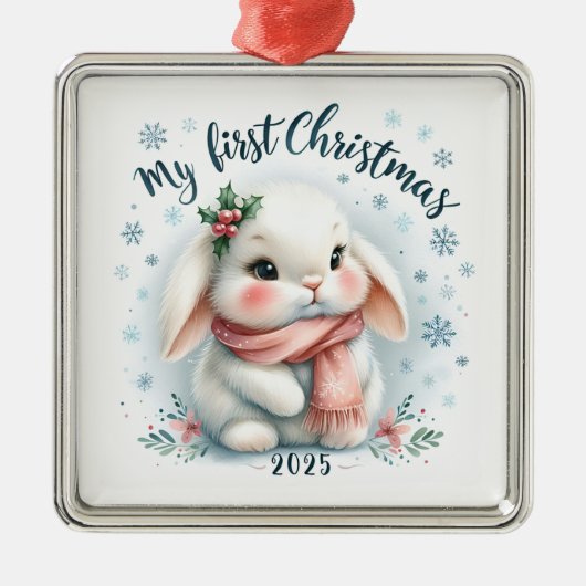 CUTE BUNNY RABBIT FOR MY FIRST CHRISTMAS ORNAMENT AUS METALL (Vorne)