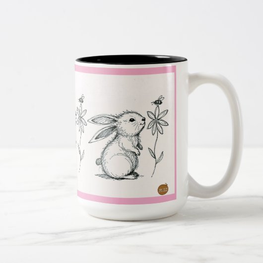 Cute Bunny Rabbit Mug Zweifarbige Tasse (Rechts)