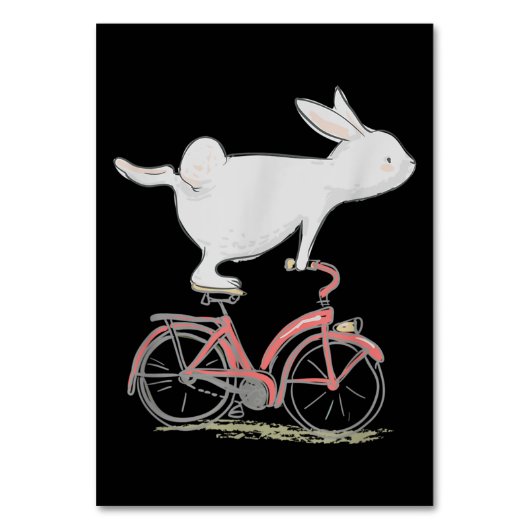 Cute Bunny Rabbit On Bike Cycling Bicycle Tischnummer (Vorderseite)