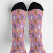 Cute Bunny Rabbit Pink and Purple Pastel Argyle Socken (Oben)