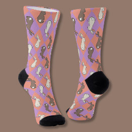 Cute Bunny Rabbit Pink and Purple Pastel Argyle  Socken
