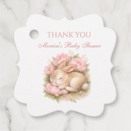 Cute Bunny Rabbit Pink Blush Peony Baby Shower Geschenkanhänger