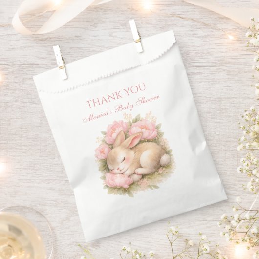 Cute Bunny Rabbit Pink Blush Peony Baby Shower Geschenktütchen (Ausgeschnitten)