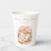 Cute Bunny Rabbit Pink Blush Peony Baby Shower Pappbecher (Vorderseite)