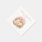 Cute Bunny Rabbit Pink Blush Peony Baby Shower Serviette (Ecke)
