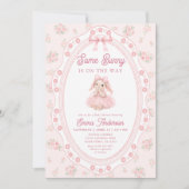 Cute Bunny Rabbit Pink Girl Baby Shower Einladung (Vorderseite)