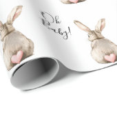 Cute Bunny Rabbit Pink Heart Tail Baby Shower Geschenkpapier (Rolleneckpunkt)