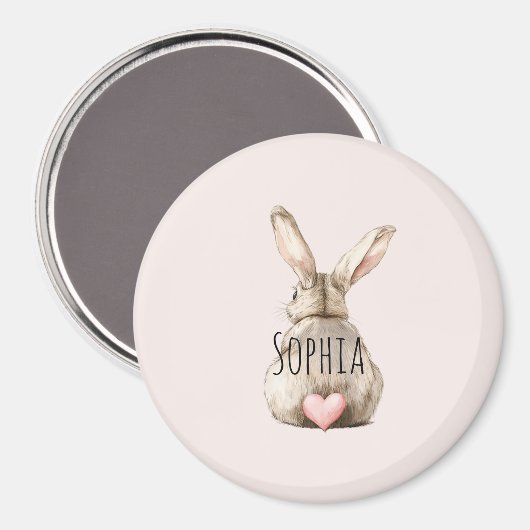 Cute Bunny Rabbit Pink Heart Tail Magnet (Vorderseite/Rückseite)