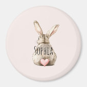 Cute Bunny Rabbit Pink Heart Tail Magnet (Vorne)
