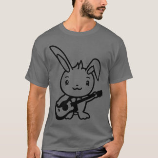 Cute Bunny Rabbit Plays Guitar Music Guitarist Fun T-Shirt