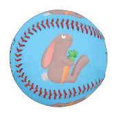 Cute bunny rabbit sitting with carrot cartoon baseball (Vorderseite Links)