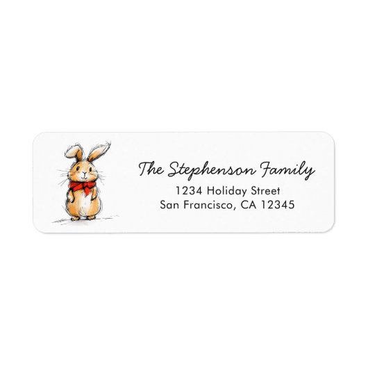 Cute Bunny Rabbit Sketch Return Address (Vorne)