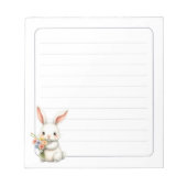 Cute Bunny Rabbit Spring Stationery Gift Lined Notizblock (Vorderseite)