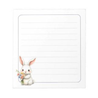 Cute Bunny Rabbit Spring Stationery Gift Lined Notizblock