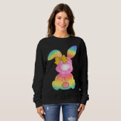 Cute Bunny Rabbit Tie Dye Bow Tie Easter Day Girls Sweatshirt (Vorne ganz)