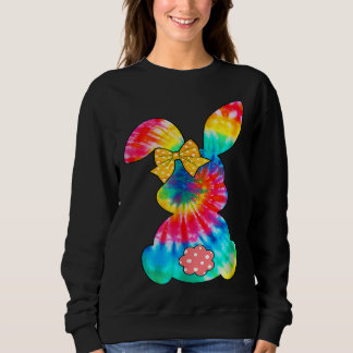 Cute Bunny Rabbit Tie Dye Bow Tie Easter Day Girls Sweatshirt