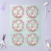 Cute Bunny Rabbit with Pink Easter Eggs n Wreath Seidenpapier (Basteln)
