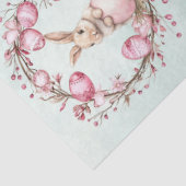 Cute Bunny Rabbit with Pink Easter Eggs n Wreath Seidenpapier (Detail)