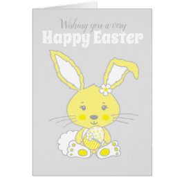 Cute bunny rabbit yellow and grey Easter card
