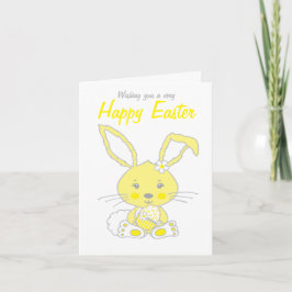 Cute bunny rabbit yellow and grey Easter card Feiertagskarte