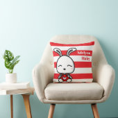 Cute Bunny Red Striped Birth Stats Throw Pillow Kissen (Stuhl )