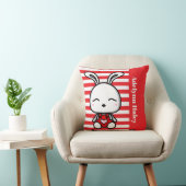 Cute Bunny Red Striped Throw Pillow Kissen (Stuhl )