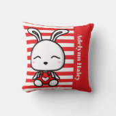 Cute Bunny Red Striped Throw Pillow Kissen (Vorderseite)