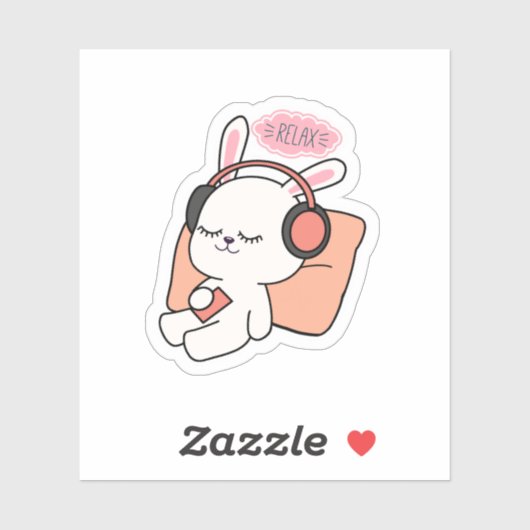 Cute Bunny “Relax” Sticker | Calm & Cozy Aesthetic (Blatt)