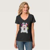 Cute Bunny Samoyed Dog Face Easter Eggs Easter Day T-Shirt (Vorderseite Vollansicht)