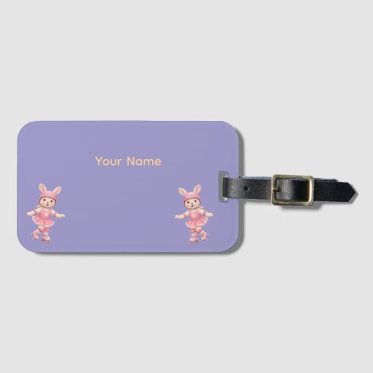 Cute Bunny School Name Label – Kids Back to School Gepäckanhänger (Vorderseite (Horizontal))