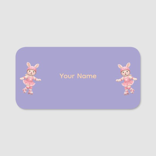 Cute Bunny School Name Label – Kids Back to School Namensschild (Vorderseite)