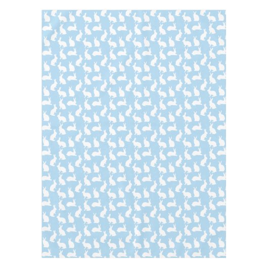 Cute Bunny Silhouettes On Blue Easter Pattern Tischdecke (Vorderseite)