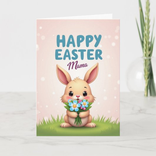 Cute Bunny Spring Bouquet Card Karte (Vorderseite)