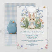 Cute Bunny Spring Floral Baby Shower Einladung (Vorne/Hinten)