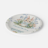 Cute Bunny Spring Floral Baby Shower Personalized Pappteller (Schrägansicht)