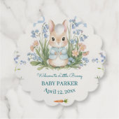 Cute Bunny Spring Floral Personalized Baby Shower  Geschenkanhänger (Rückseite)
