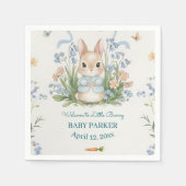 Cute Bunny Spring Floral Personalized Baby Shower  Serviette (Vorderseite)