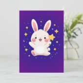 Cute Bunny Star Greeting Card Feiertagskarte (Stehend Vorderseite)