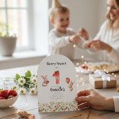 Cute Bunny Strawberry Theme First Birthday Einladung