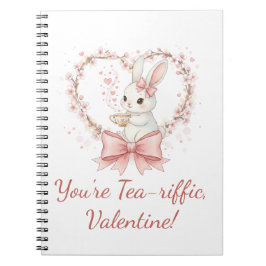 Cute Bunny Tea-riffic Valentine Spiral Notebook Notizblock