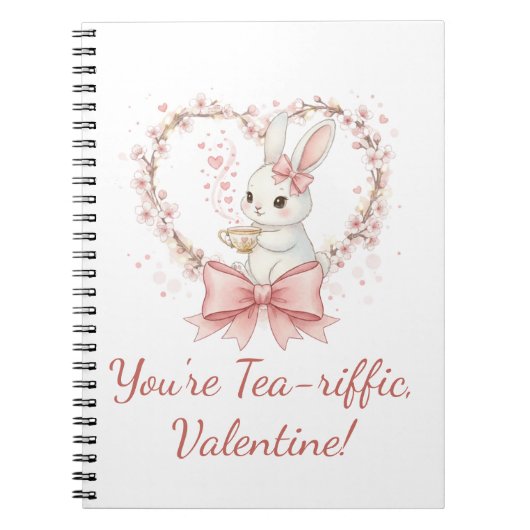 Cute Bunny Tea-riffic Valentine Spiral Notebook Notizblock (Vorderseite)