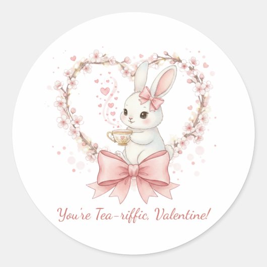 Cute Bunny Tea-riffic Valentine Sticker (Vorderseite)