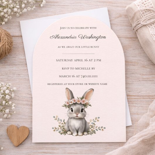 Cute Bunny Theme Gender Neutral Baby Shower Einladung