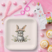 Cute Bunny Theme Gender Neutral Baby Shower Pappteller (Party)