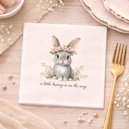 Cute Bunny Theme Gender Neutral Baby Shower Serviette
