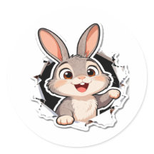 Cute Bunny Torn Paper Sticker