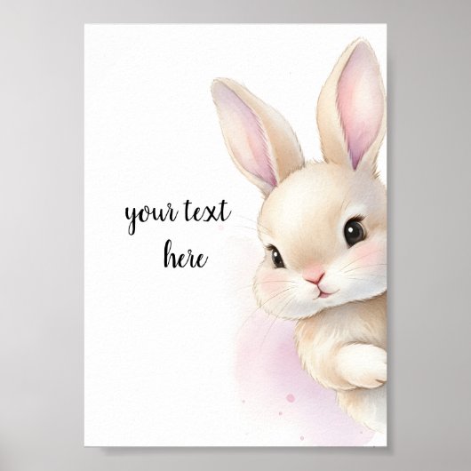 Cute Bunny Watercolor Nursery Poster (Vorne)